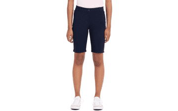 IZOD Juniors Uniform Bermuda Shorts - Skinny Style, Hook & Eye Closure, Stretch Twill Fabric