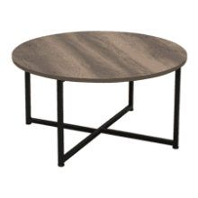 Jamestown Round Coffee Table - Ashwood Rustic Wood Grain and Black Metal - 31.5 x 31.5 - Taupe