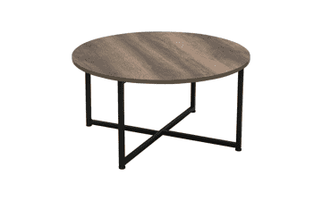 Jamestown Round Coffee Table - Ashwood Rustic Wood Grain and Black Metal - 31.5 x 31.5 - Taupe