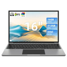 Jumper 16 Inch Laptop Computer, Intel N100 CPU, 16GB RAM 512GB ROM, 1200P FHD IPS Display, 38WH Battery, Cooling System, WiFi, BT4.0, USB3.0