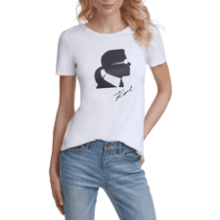 Karl Lagerfeld Paris Short Sleeve Logo Tee for Women