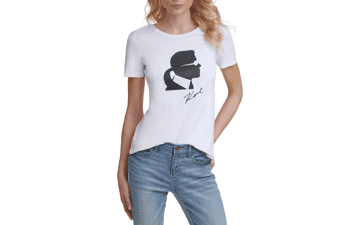 Karl Lagerfeld Paris Short Sleeve Logo Tee for Women