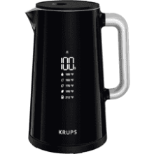 Krups Smart Temp Electric Kettle 1.7L 5 Temperatures, Real Time Temperature Display 1500W, Fast Boiling, Auto Off, Keep Warm, Cordless Black