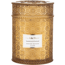 LA JOLIE MUSE Sandalwood Candles - Wood Wick, Patchouli & Soy - Large Scented Candle for Home - Gift for Women & Men