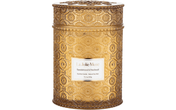 LA JOLIE MUSE Sandalwood Candles - Wood Wick, Patchouli & Soy - Large Scented Candle for Home - Gift for Women & Men