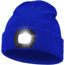 LED Beanie with Light, USB Rechargeable Hands Free Headlamp Hat, Knitted Night Light Cap Flashlight, Men Gifts for Dad