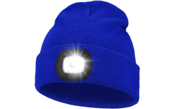 LED Beanie with Light, USB Rechargeable Hands Free Headlamp Hat, Knitted Night Light Cap Flashlight, Men Gifts for Dad