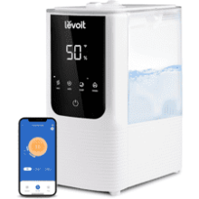 LEVOIT Bedroom Home Humidifier, Smart Warm and Cool Mist, Large Room, Auto Customized Humidity, Fast Symptom Relief, Easy Top Fill, Essential Oil, Quiet, OasisMist4.5L, White