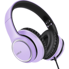 LORELEI X8 Over-Ear Wired Headphones with Microphone - Lightweight Foldable & Portable - Dark Purple