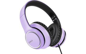 LORELEI X8 Over-Ear Wired Headphones with Microphone - Lightweight Foldable & Portable - Dark Purple