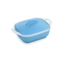 LOVECASA 1.5 Quart Ceramic Baking Dish with Lid and Handles - Rectangular Lasagna Pan for Casserole, Party and Daily Use - Blue