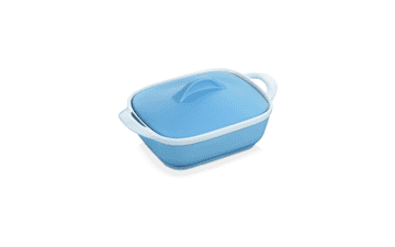 LOVECASA 1.5 Quart Ceramic Baking Dish with Lid and Handles - Rectangular Lasagna Pan for Casserole, Party and Daily Use - Blue