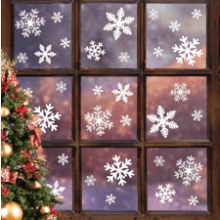 LUDILO 135Pcs Christmas Window Clings Snowflakes Decals Static Stickers Decorations Ornaments Xmas Party Supplies Thanksgiving Décor