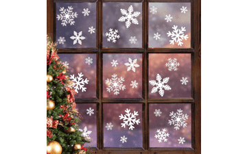 LUDILO 135Pcs Christmas Window Clings Snowflakes Decals Static Stickers Decorations Ornaments Xmas Party Supplies Thanksgiving Décor