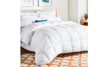 Linenspa Comforter Duvet Insert - Down Alternative - Box Stitched - All-Season Microfiber - White - Oversized Queen