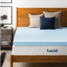 Lucid 3 Inch Gel Infused Memory Foam Mattress Topper - Queen Size - Ventilated Design - CertiPur Certified