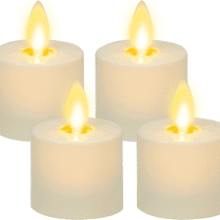 Luminara Moving Flame LED Flameless Tealight - Remote Ready, Battery Operated, Smooth Matte, Pearl Ivory (4-Pack)