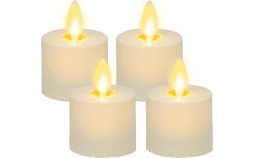 Luminara Moving Flame LED Flameless Tealight - Remote Ready, Battery Operated, Smooth Matte, Pearl Ivory (4-Pack)