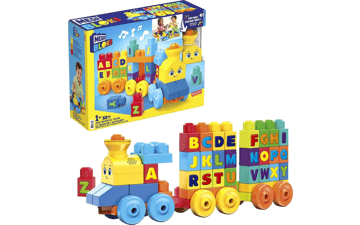 MEGA BLOKS Fisher-Price ABC Blocks Building Toy - ABC Musical Train with 50 Pieces - Music and Sounds for Toddlers - Gift Ideas for Kids Age 1+