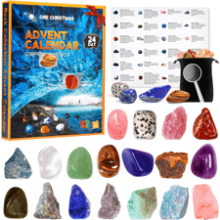 MEIGBFR Advent Calendar 2023 Crystals with 24 Days Rocks, Minerals, Gemstones for Kids - Educational Science Kits Gift