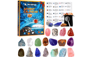 MEIGBFR Advent Calendar 2023 Crystals with 24 Days Rocks, Minerals, Gemstones for Kids - Educational Science Kits Gift