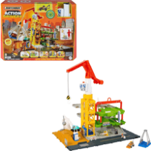 Matchbox Action Drivers Construction Playset - Lights and Sounds, 20”-Tall Mega Crane with Accessories