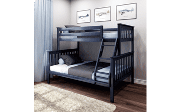 Max & Lily Bunk Bed Twin Over Full Size, Solid Wood Platform Bed Frame for Kids, Blue