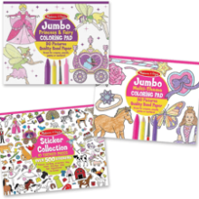 Melissa & Doug Sticker Collection and Coloring Pads Set: Princesses, Fairies, Animals - Kids Arts And Crafts, Sticker Books, Coloring Books For Kids Ages 3+, Pink