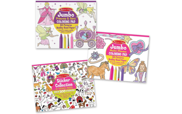 Melissa & Doug Sticker Collection and Coloring Pads Set: Princesses, Fairies, Animals - Kids Arts And Crafts, Sticker Books, Coloring Books For Kids Ages 3+, Pink