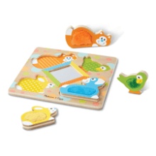 Melissa & Doug Wooden Touch and Feel Puzzle Peek-a-Boo Pets