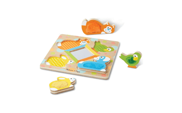 Melissa & Doug Wooden Touch and Feel Puzzle Peek-a-Boo Pets