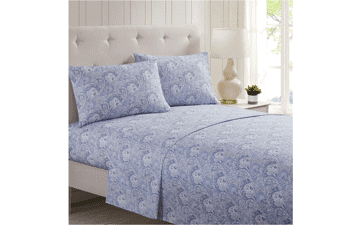 Mellanni California King Sheet Set - Iconic Collection - Hotel Luxury, Extra Soft, Cooling Bed Sheets - Deep Pocket - Easy Care (Cal King, Paisley Blue)