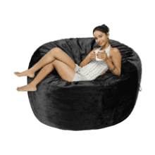 Memory Foam Bean Bag Chair with Microfiber Cover - 5 ft - Black