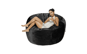 Memory Foam Bean Bag Chair with Microfiber Cover - 5 ft - Black