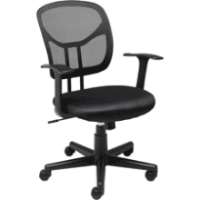 Mesh Mid-Back Office Desk Chair with Armrests - Adjustable Height and 360-Degree Swivel (Black)