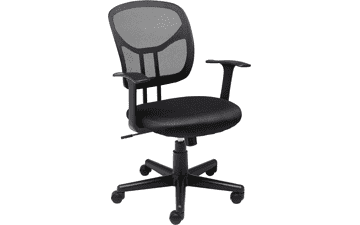 Mesh Mid-Back Office Desk Chair with Armrests - Adjustable Height and 360-Degree Swivel (Black)