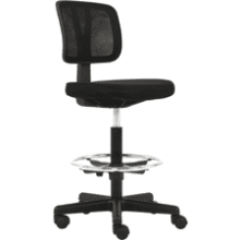 Mid-back Mesh Office Drafting Chair Stool with Adjustable Footrest - Black