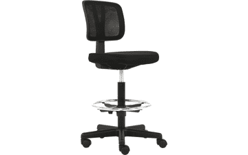 Mid-back Mesh Office Drafting Chair Stool with Adjustable Footrest - Black