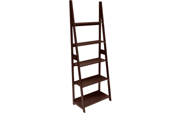 Modern 5-Tier Ladder Bookshelf Organizer - Solid Rubberwood Frame - Espresso Finish - 14 D x 24.8 W x 70.1 H in