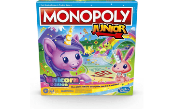 Monopoly Junior: Unicorn Edition Board Game for Kids Ages 5 and Up