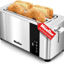 Mueller UltraToast Stainless Steel 4 Slice Toaster with Extra-Wide Slots and Removable Tray