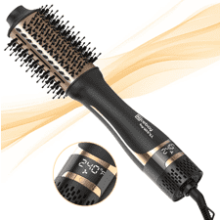 Nicebay Hair Dryer Brush - 2-in-1 Hot Tools Blowout Brush with Display Screen - Oval Ceramic Barrel - Black and Gold