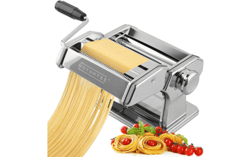 Nuvantee Pasta Maker Machine - Manual Hand Press with Adjustable Thickness Settings - Noodles Maker with Washable Aluminum Alloy Rollers and Cutter - Perfect for Spaghetti, Fettuccini, Lasagna