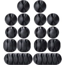 OHill 16 Pack Black Adhesive Cord Holders - Cable Management for Home, Office, Car, Desk & Nightstand