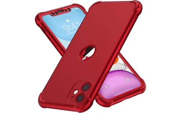 ORETECH iPhone 11 Case with 2 Tempered Glass Screen Protector Full Body Shockproof Protection Red