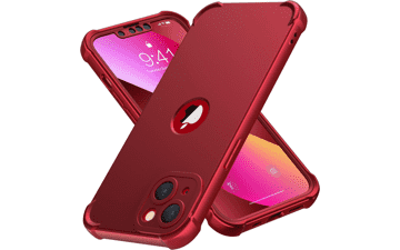 ORETECH iPhone 13 Case with 2 Glass Screen Protectors, Camera Protection, Military Grade Shockproof Full Body Phone Cover, Red