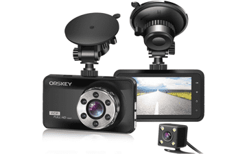 ORSKEY Dual Dash Camera 1080P Full HD Car Dashboard Cam 170 Wide Angle LCD Display Night Vision G-Sensor