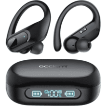 Occiam Wireless Earbuds Bluetooth 5.3 Headphones 96Hrs Playback Sports Ear Buds with Microphone Waterproof LED Power Display for Workout Running - Black