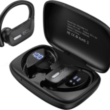 Occiam Wireless Earbuds Bluetooth Headphones 48H Play Back Waterproof with Microphone LED Display - Black