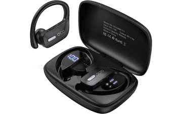 Occiam Wireless Earbuds Bluetooth Headphones 48H Play Back Waterproof with Microphone LED Display - Black